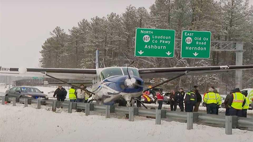 Aircraft makes hard emergency landing on Virginia highway