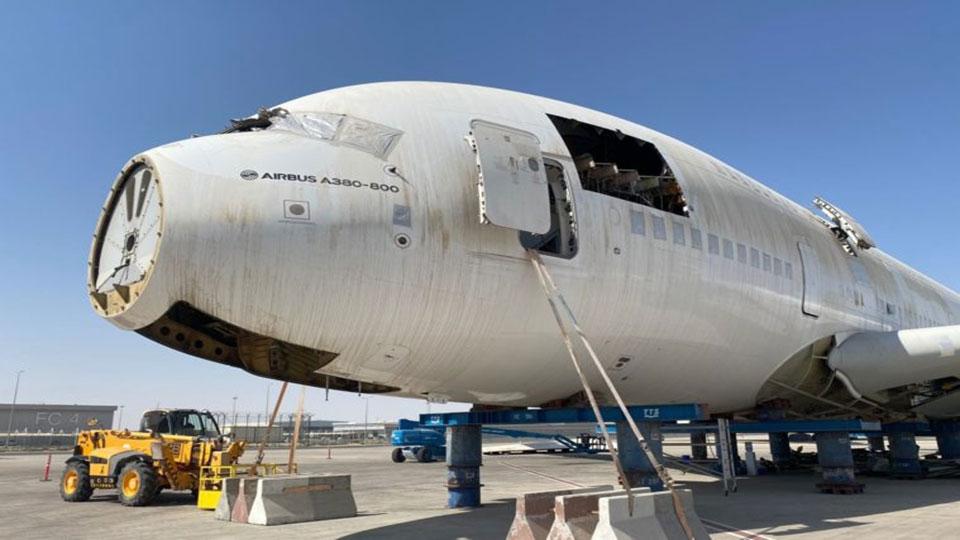 Several Emirates A380 being dismantled, cannibalised at DWC