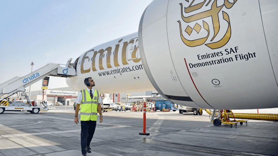 Emirates operates flight powered with 100% Sustainable Aviation Fuel